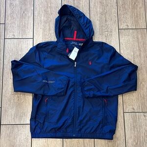 Polo by Ralph Lauren Performance Raincoat Blue with Hood and Water-Resistant